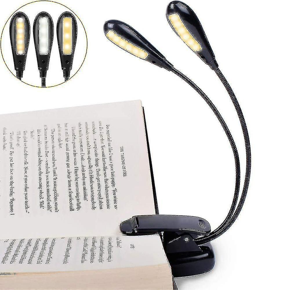 Rechargeable7 Led Book Light， Clip On Bed Reading Light， Music Stand Lamp， 3 Brightness  2 Gooseneck