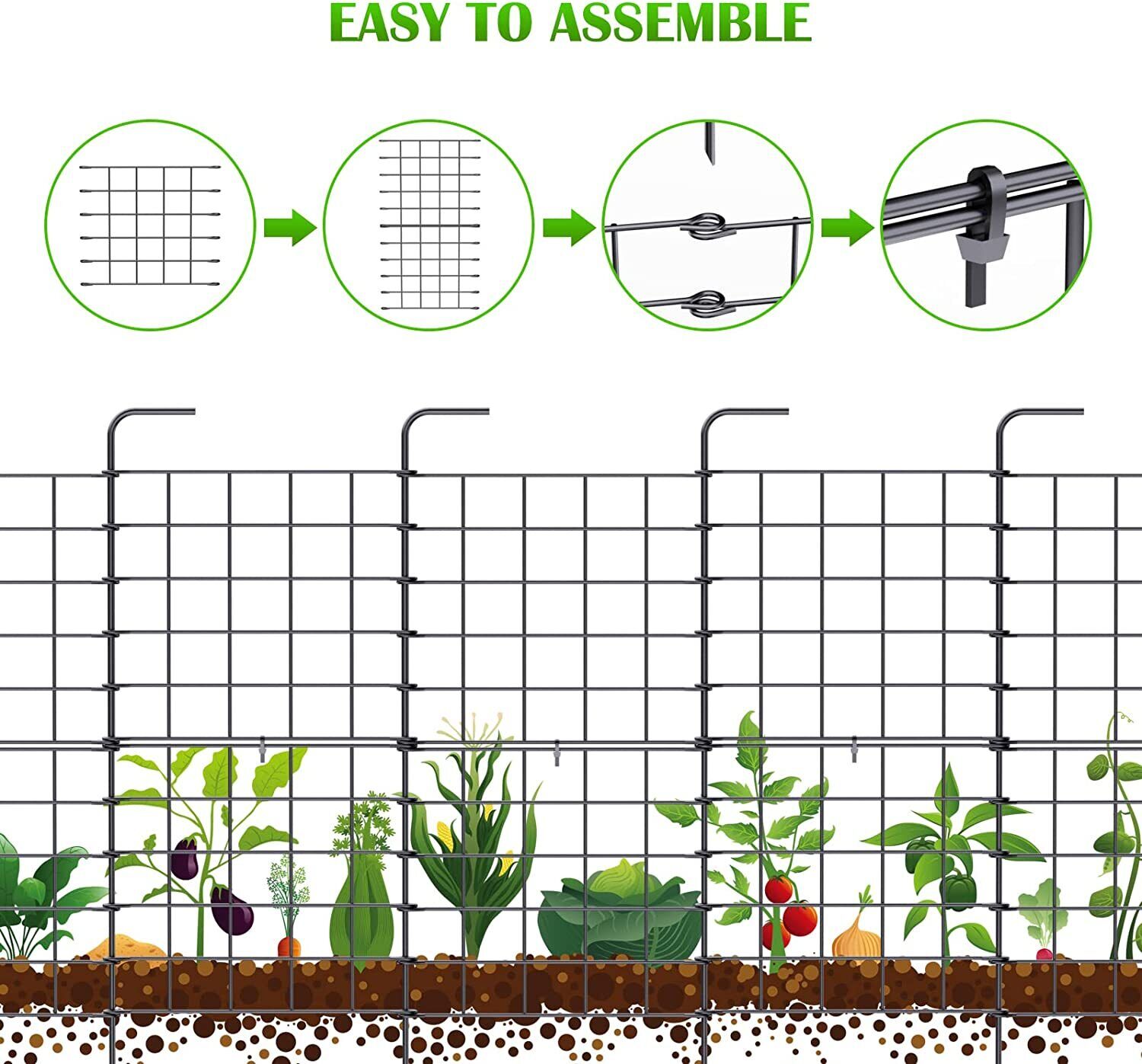 32 Pack Garden Fence Panels 24in x 22ft Wire Border Yard Animal Barrier Edging