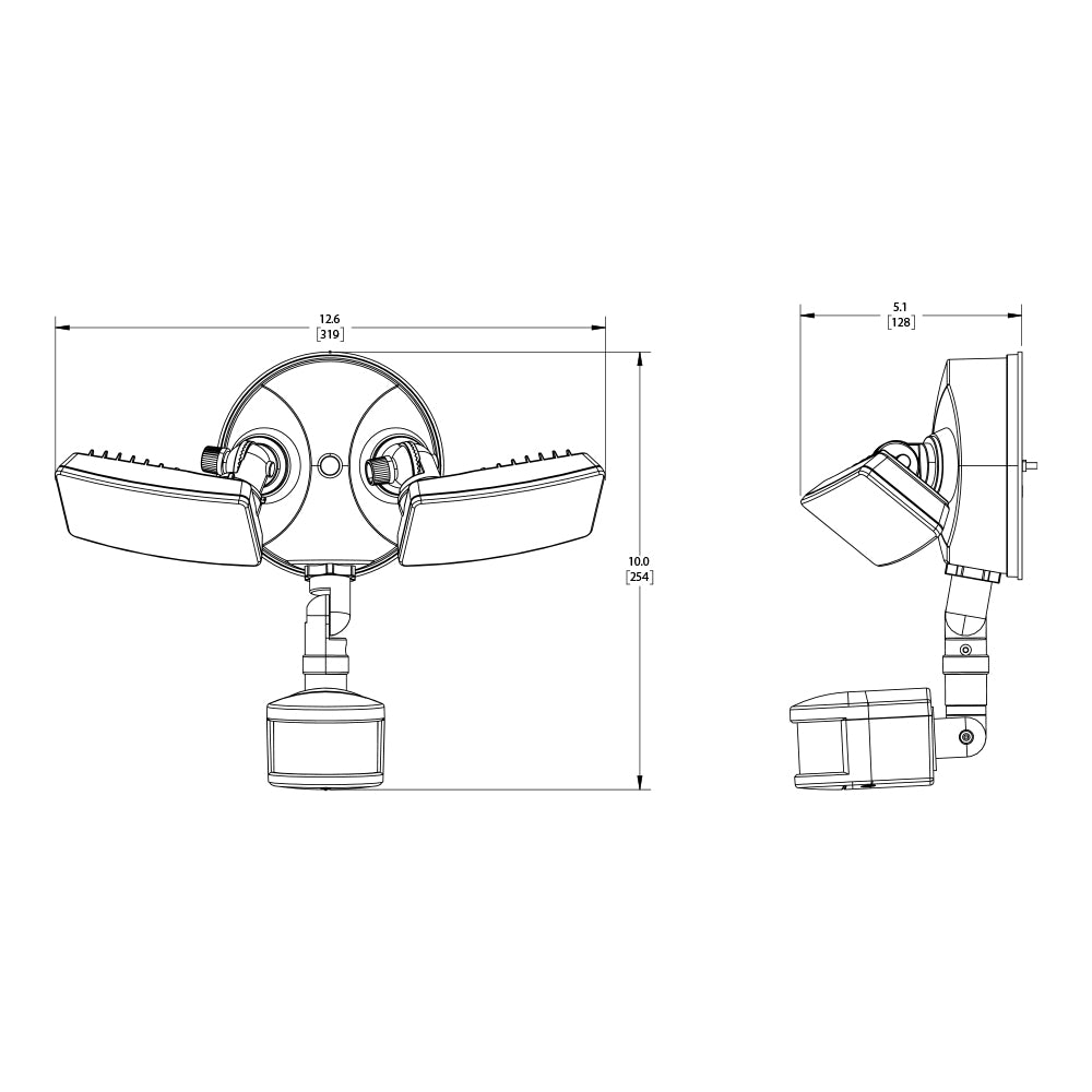 HALO Outdoor TGS Twin Square Head， 2500 Lumen， 4000K CCT Motion Flood Light in Bronze