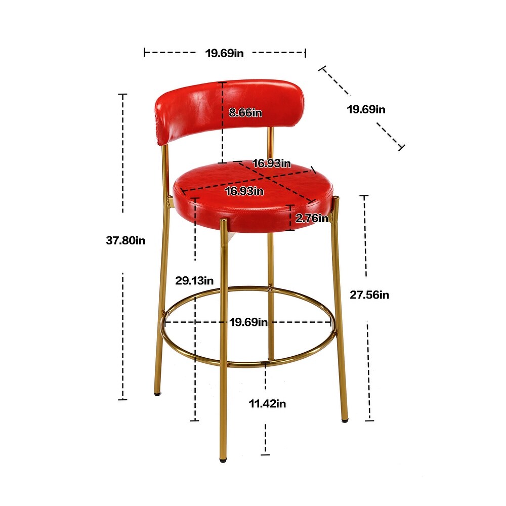 2 industrial armless bar stools with backrest and footstool