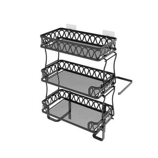 12.2 in. W x 6.1 in. D x 23.8 in. H Shower Caddy in Black Bathroom Shelf 3 Layer Wall Mounted Storage Organizer W-SGA-11