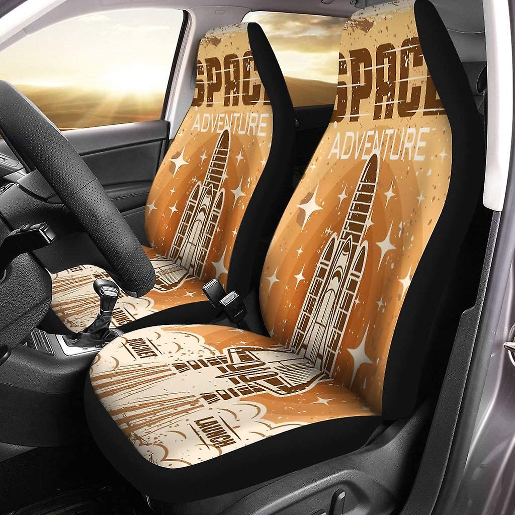 Set Of 2 Car Seat Covers Space Adventure Universal Auto Front Seats Protector Fits For Car，suv Sedan，truck