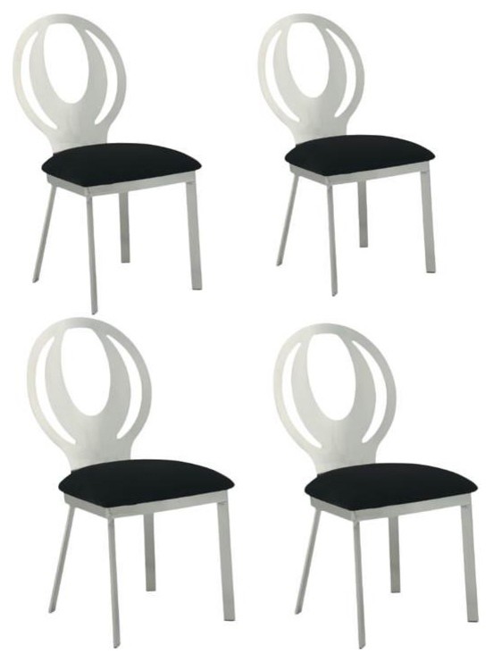 (Set of 4) Dining Chairs in Chrome and Black   Contemporary   Dining Chairs   by Homesquare  Houzz