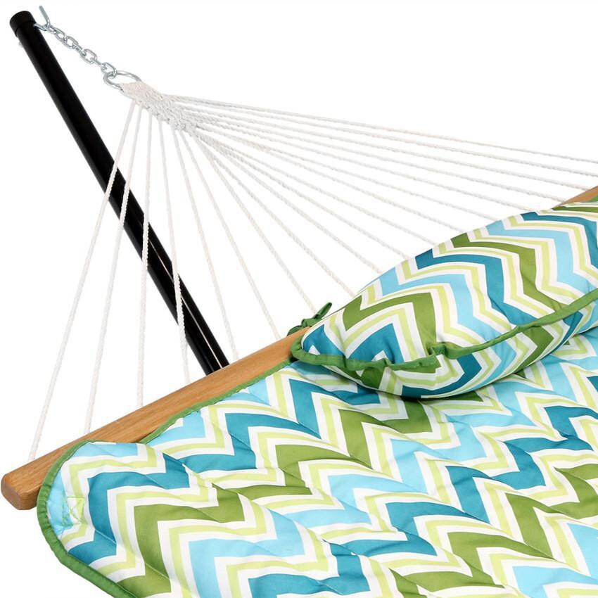 Ultimate Patio Rope Hammock w/ 12-Foot Stand， Pad， and Pillow