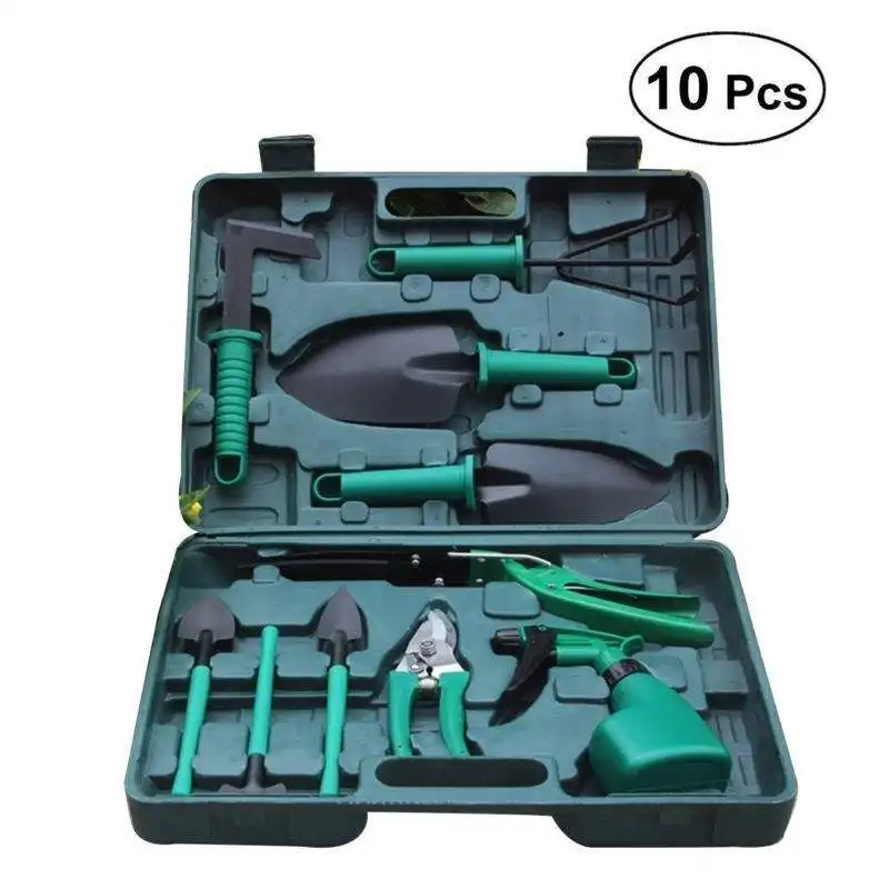 10pcs Garden Tools Case Portable Anti rust Garden Tool Kit for Digging Clipping