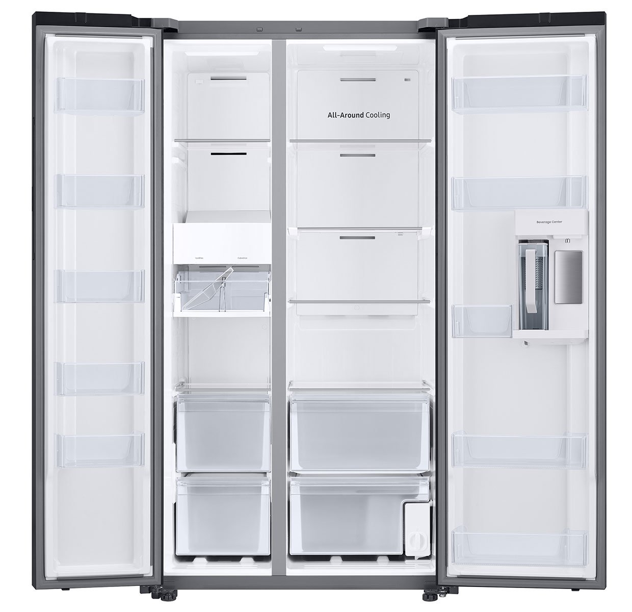  ADA Bespoke 28 Cu. Ft. White Glass Smart Side-By-Side Refrigerator With Beverage Center