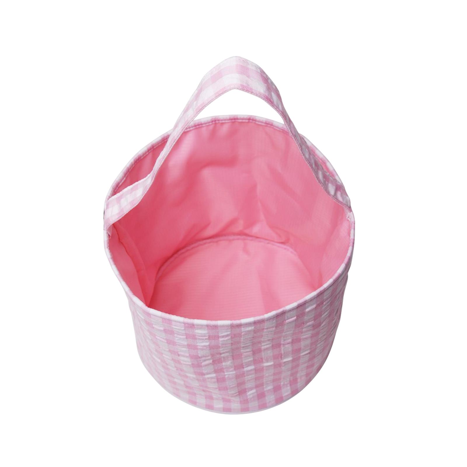 Easter Bag Storage Tote Bag Collapsible Kids Eggs Bucket Reusable Handbag Grocery Bags Large for Party Supplies， Kids Eggs ， Gifts Toy Pink