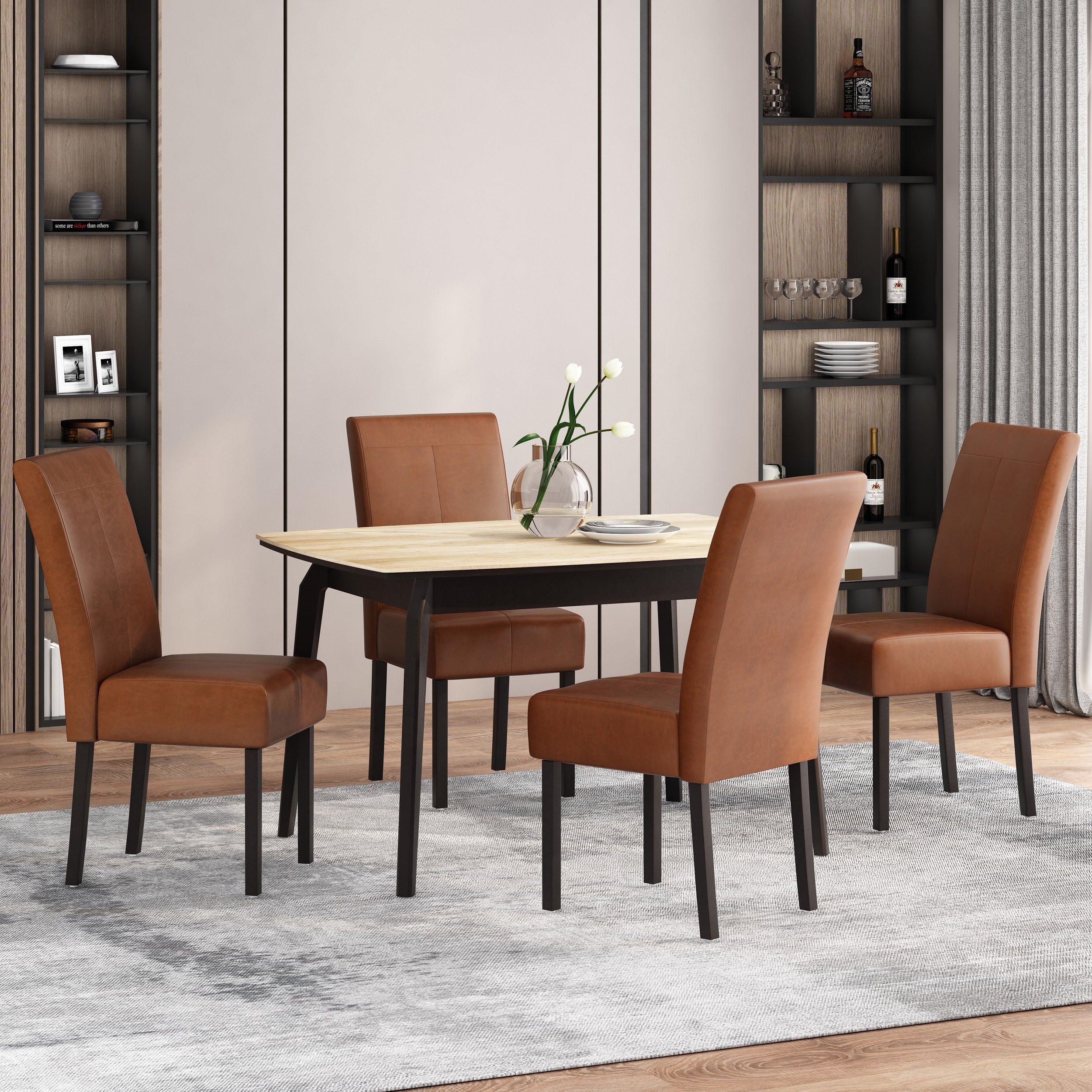 Percival Contemporary Upholstered T-Stitch Dining Chairs, Set of 4