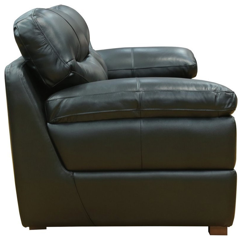 Sunset Trading Jayson 73 quotModern Top Grain Leather Loveseat in Black   Contemporary   Loveseats   by Homesquare  Houzz