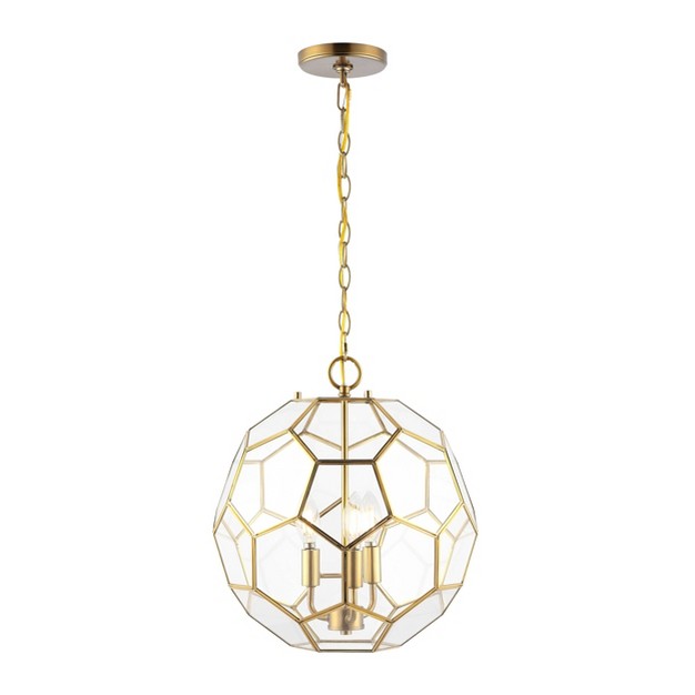 3 light Bee Modern Farmhouse Iron glass Led Pendant Brass Gold clear Jonathan Y