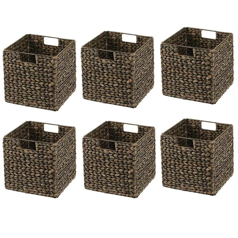 mDesign Natural Woven Hyacinth Storage Organizer Basket Bin， 6 Pack