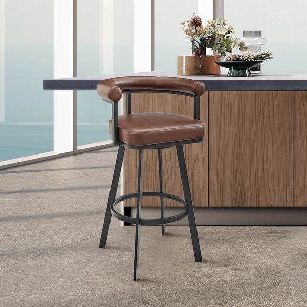 Nolagam Modern Swivel Bar/Counter Stool with Faux Leather and Metal