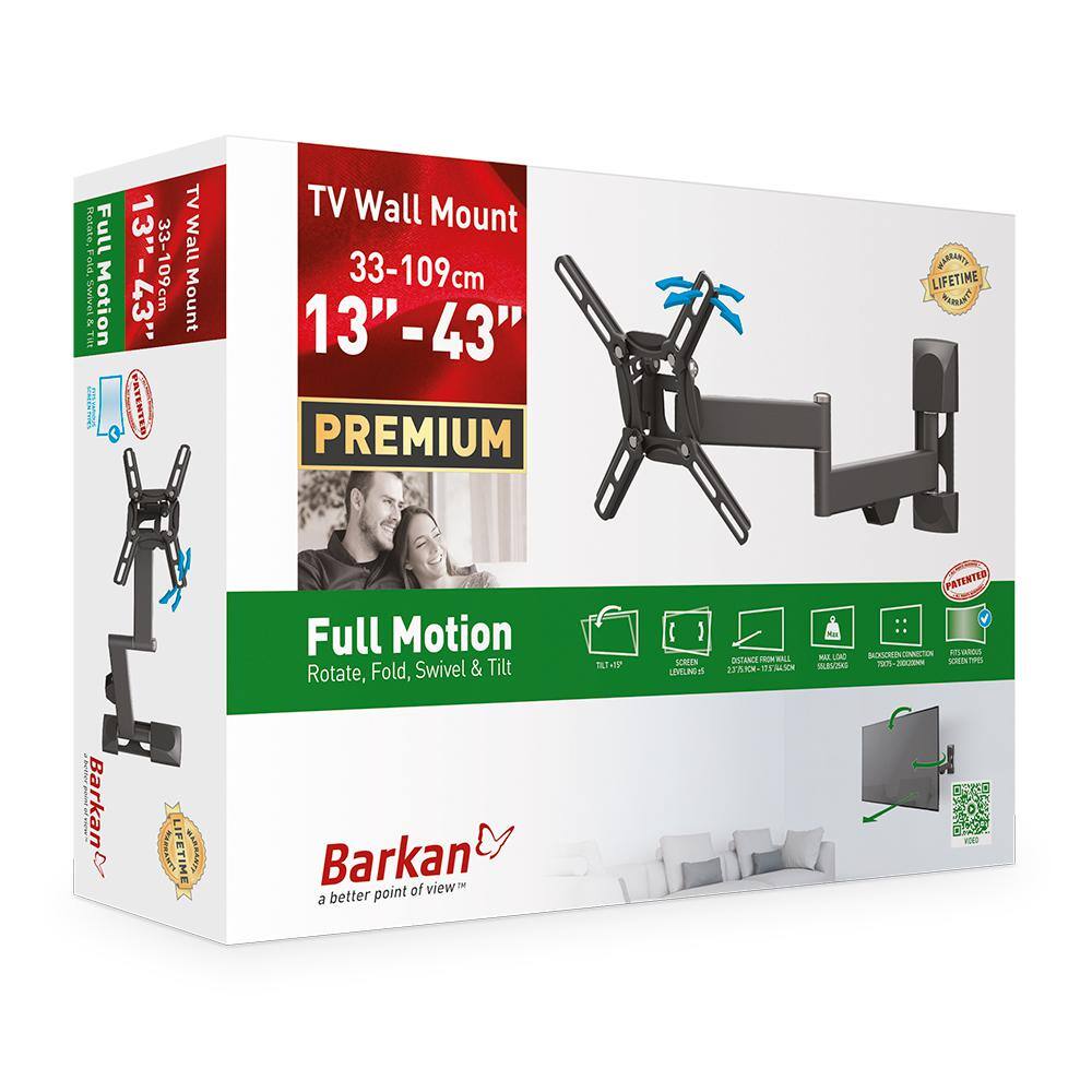 Barkan a Better Point of View Barkan 13 in to 39 in Full Motion - 4 Movement Flat TV Wall Mount up to 55 lbs UL certified 2400.B