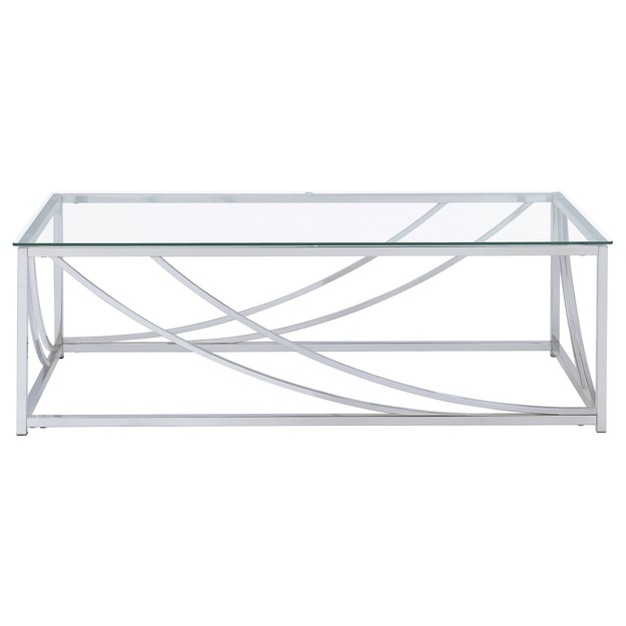 Lille Rectangular Coffee Table With Glass Top Chrome Coaster