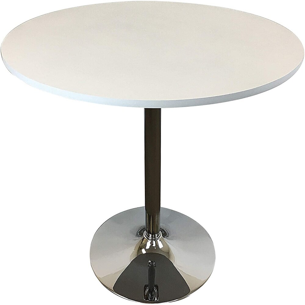 Round Wood Top Dining Table with Chrome Legs 35\