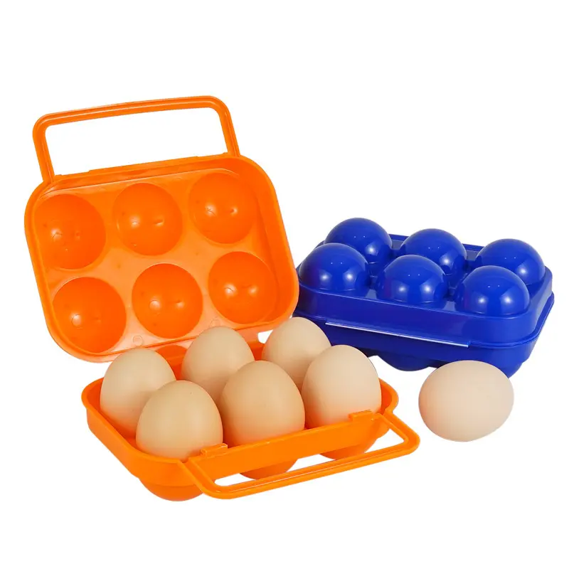 6 Grid Egg Storage Box Plastic Travel Portable Kitchen Utensils Outdoor Picnic BBQ Camping Tableware Camping Gear