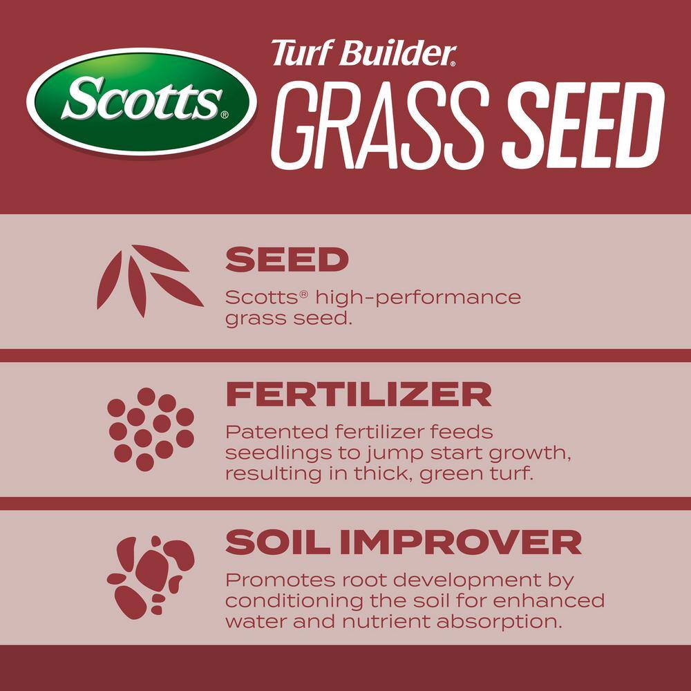 Scotts Turf Builder 2.4 lbs. Grass Seed Sunny Mix with Fertilizer and Soil Improver Thrives in Direct Sun 18035