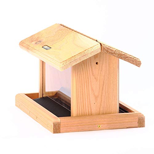 Birds Choice WC2-200S Two-Sided Hopper Feeder， Natural Cedar Wood Bird Feeder w/ Removable Seed Tray， Medium