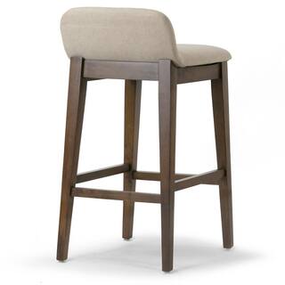 Glamour Home Atia Dark Brown Rubberwood Bar Heigh Barstool with Low Back Fabric Seat (Set of 2) GHSTL-1511