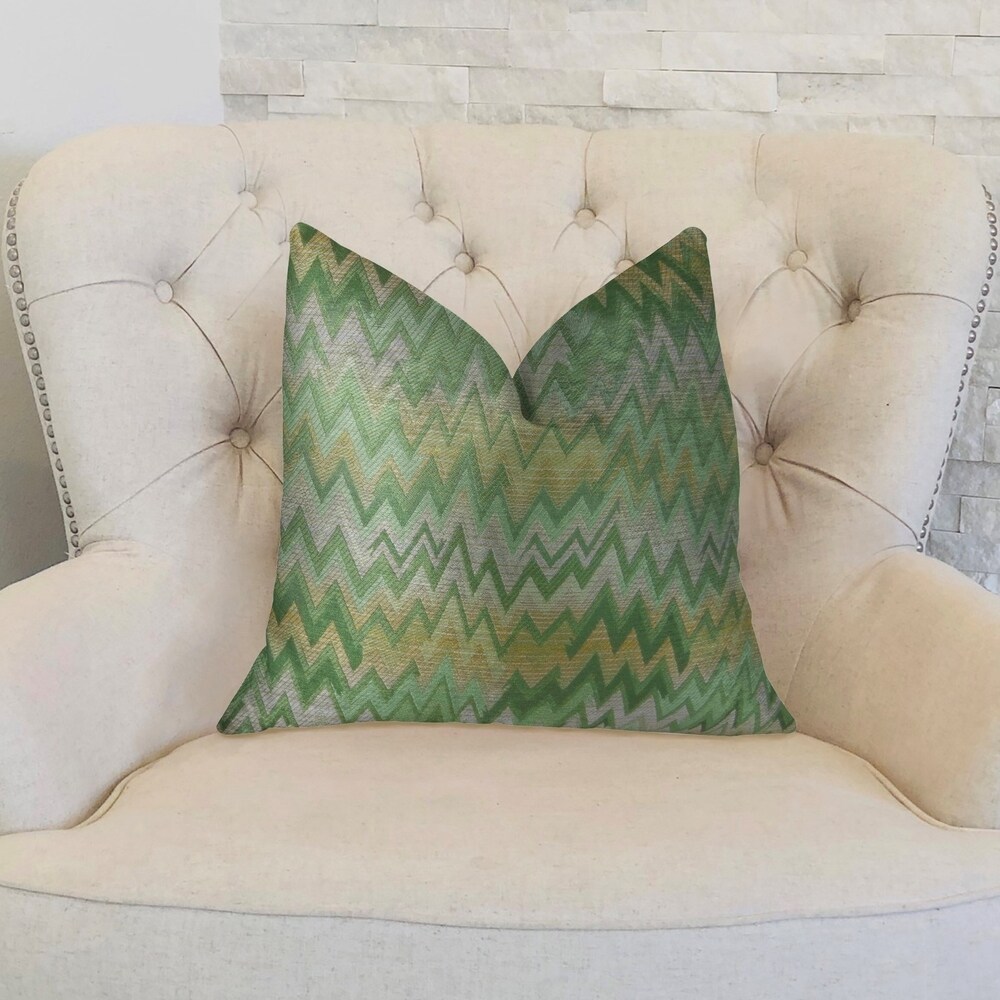 Plutus Green Fair Green Citrine and Taupe Handmade Decorative Throw Pillow