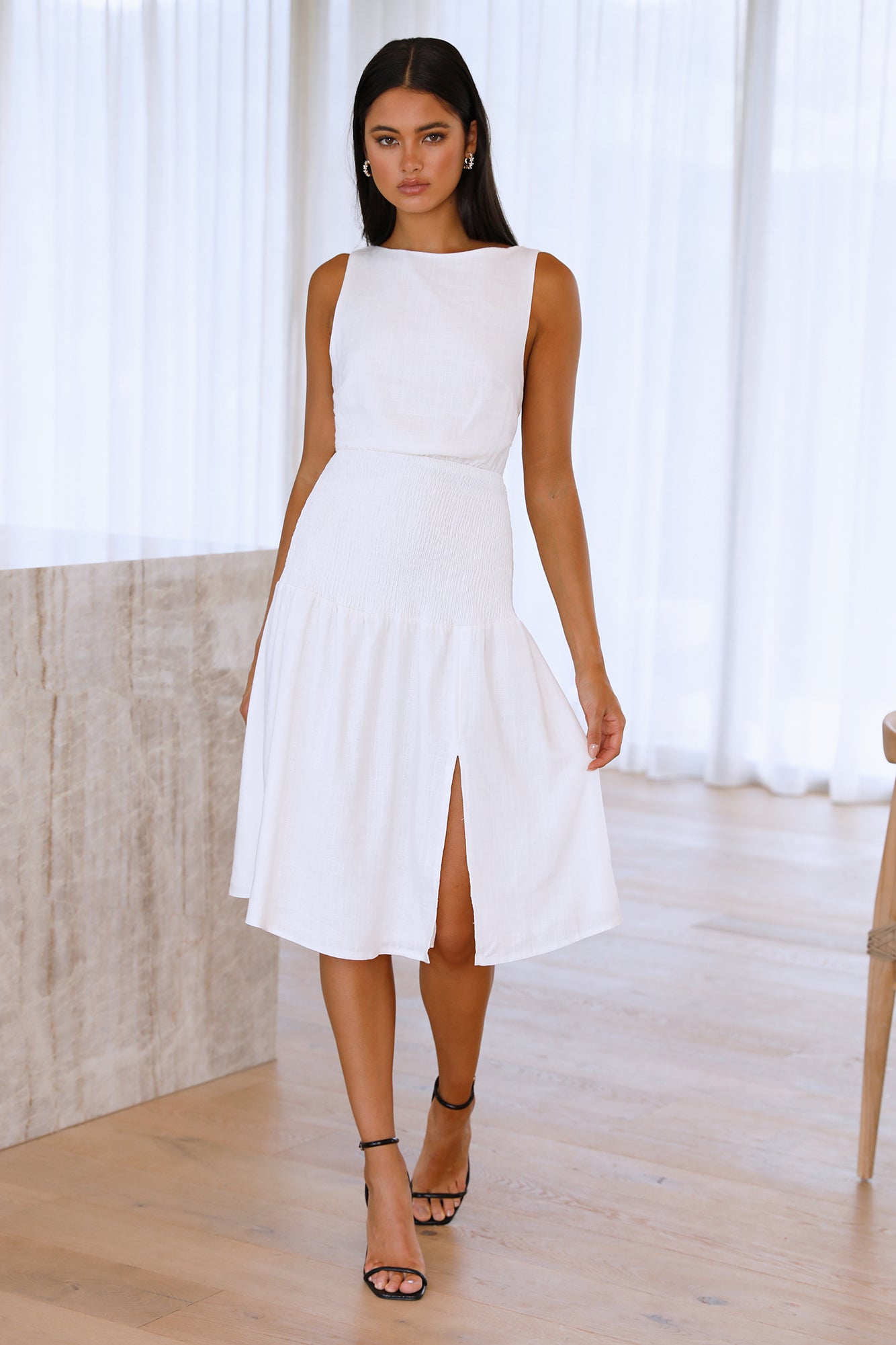 Into My Eyes Midi Dress White