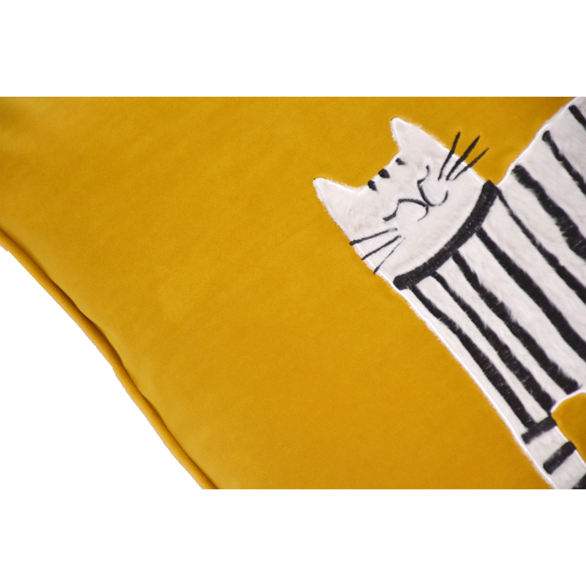 45X45 Cm Striped Cat Embroidered Throw Cushion Ecc-030