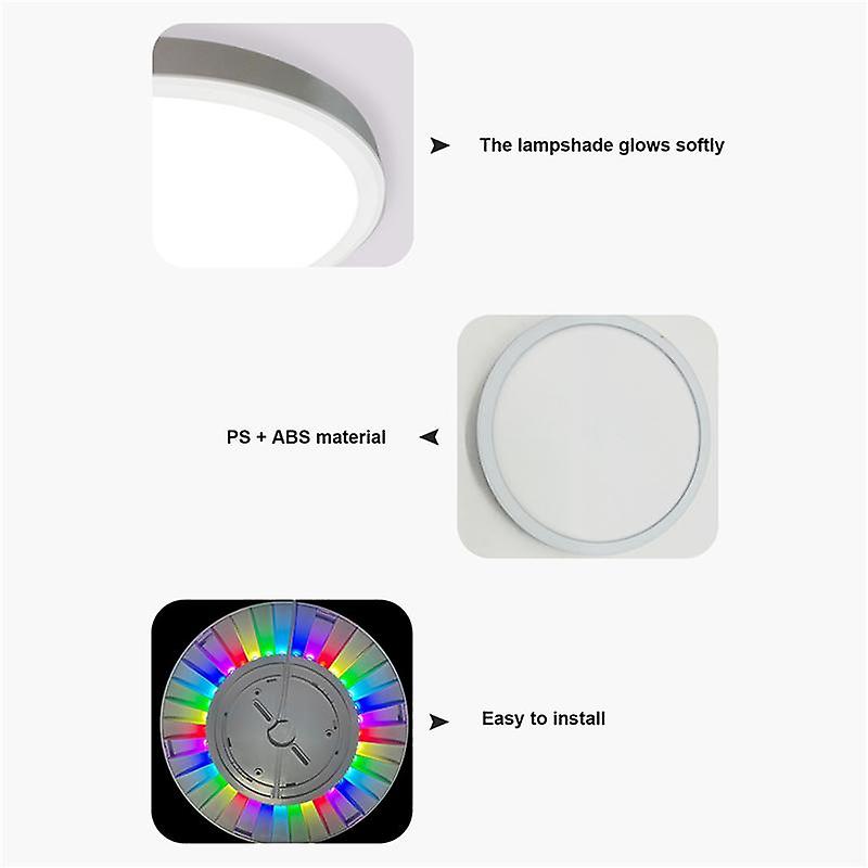 12 Inch 28w Rgb+3cct Led Ceiling Light 85v-265v 3000k/4000k/6500k Three-tone Light Bedroom Study Ba