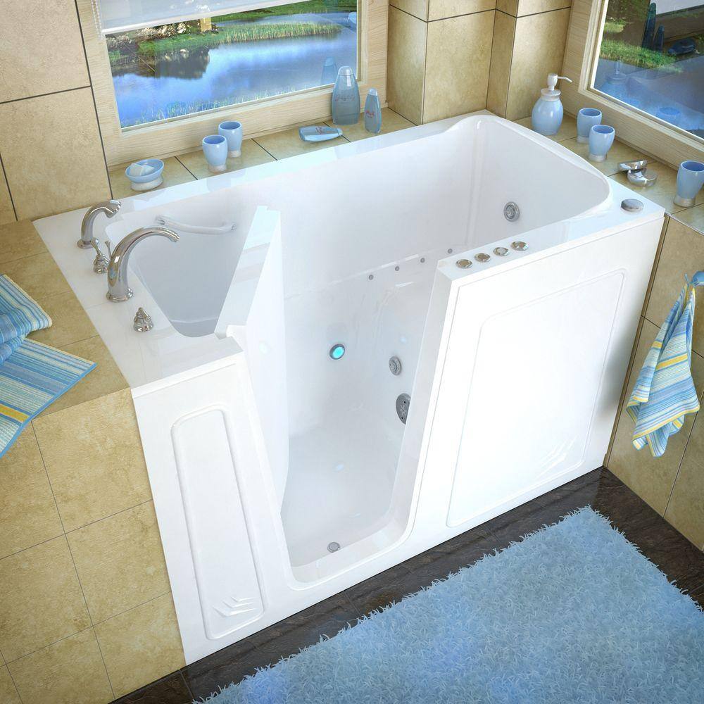 Universal Tubs Nova Heated 5 ft. Walk-In Air and Whirlpool Jetted Tub in White with Chrome Trim H3260LWDCH