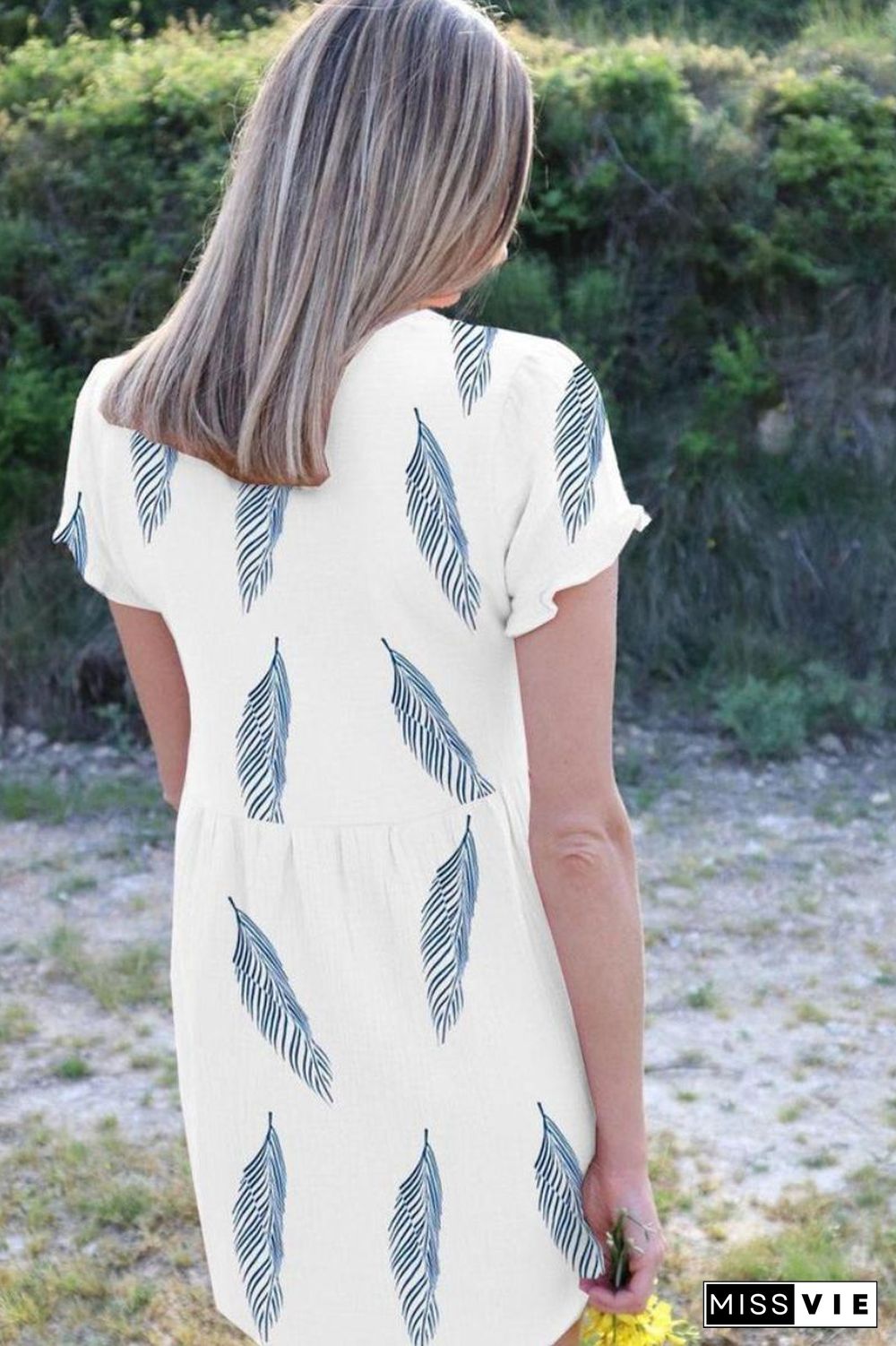 Go Your Own Way Feather Print Dress