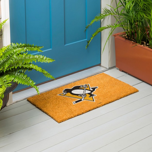 Evergreennhlpittsburgh Penguins Logo Natural Coir 28 X 16 Inches Indoor Outdoor Doormat