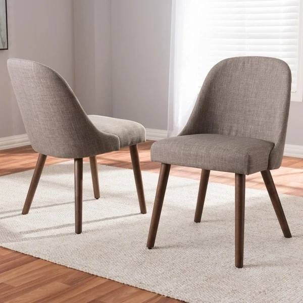 ?Cody Mid-Century Modern Fabric Upholstered Wood Dining Chair - Set of 2