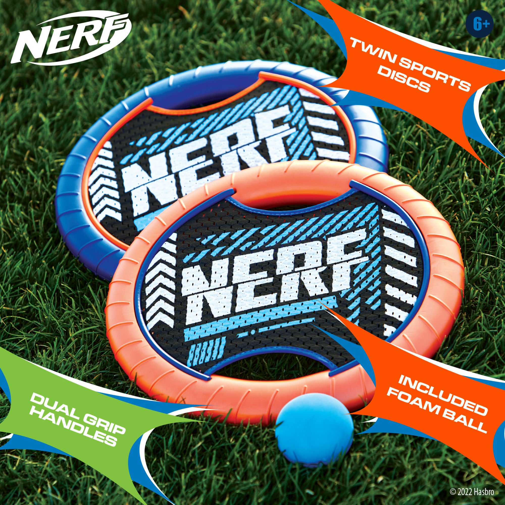 Nerf Trampoline Paddle Ball and Flying Disc Set, Indoor Outdoor Game for Two