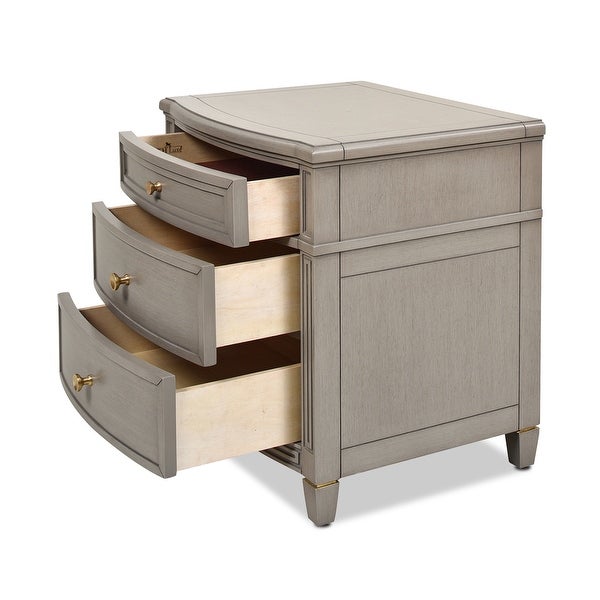 Dauphin Grey Cashmere 3-Drawer Rubber Wood Gold Accent End Table