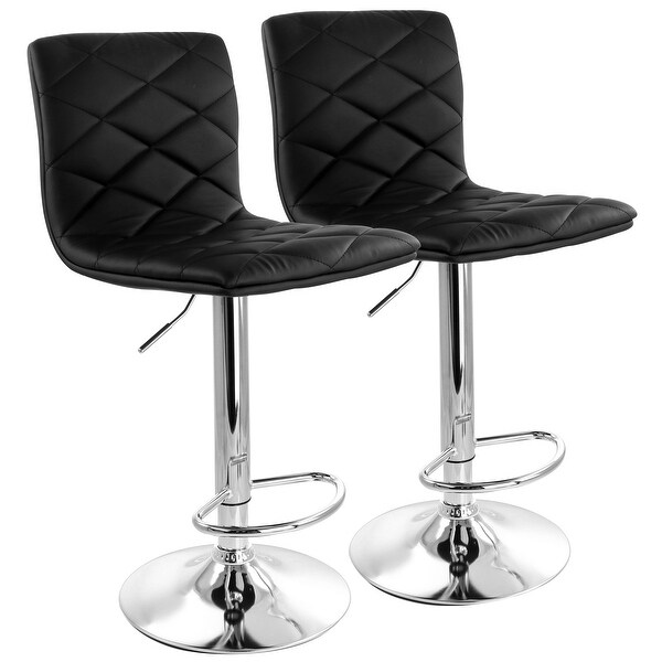 Elama 2 Piece Adjustable Diamond Tufted Faux Leather Bar Stool - 2 Piece Set