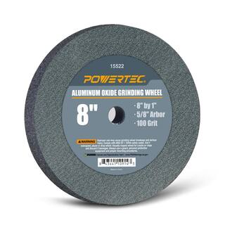 POWERTEC 8 in. x 1 in. 100-Grit 58 in. Arbor Aluminum Oxide Grinding Wheel 15522