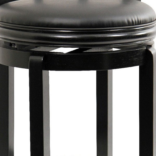 Sabi 24 inch Swivel Counter Stool， Solid Wood， Faux Leather Black - 19.5 L x 18 W x 43.5 H