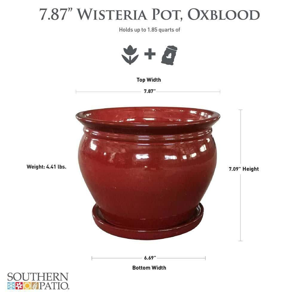 Southern Patio Wisteria 7.87 in. x 7.09 in. 2 Qt. Oxblood Ceramic Indoor Planter Indoor Pot (2-Pack) CRM-031055P2