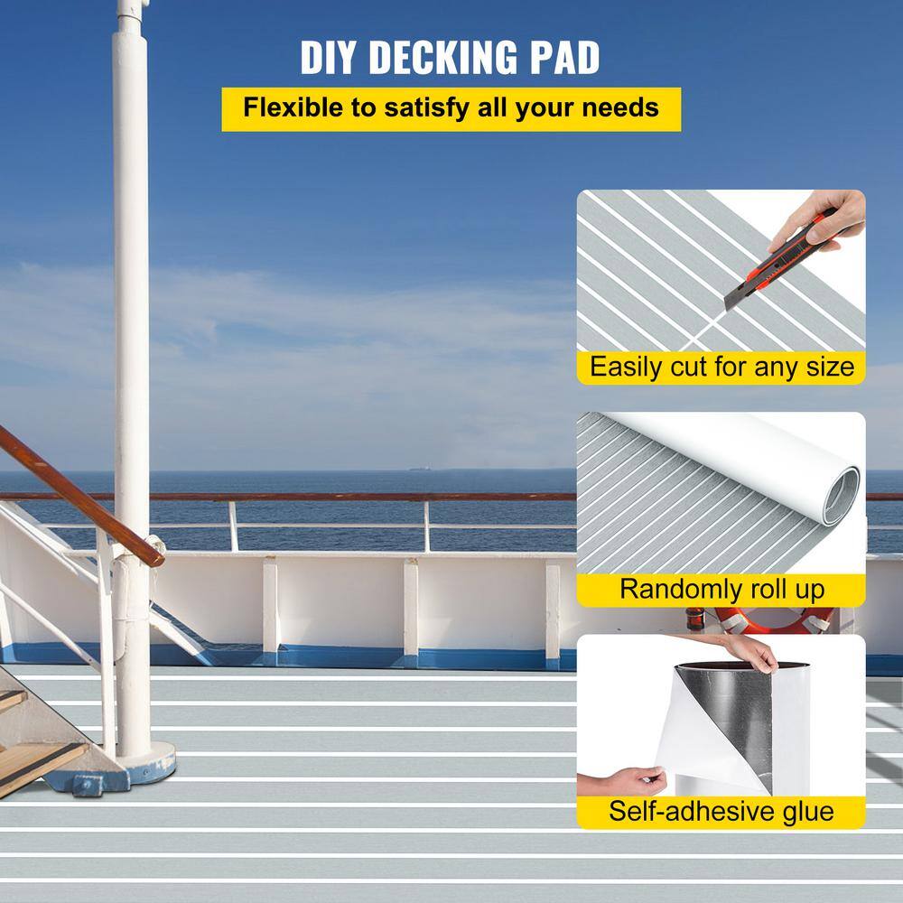 VEVOR EVA Foam Faux Teak Boat Decking Sheet 94.5 in. x 47.2 in. 6 mm Thick Non-Skid Self-Adhesive for Marine Yacht ZZDBHSJBTW240X120V0