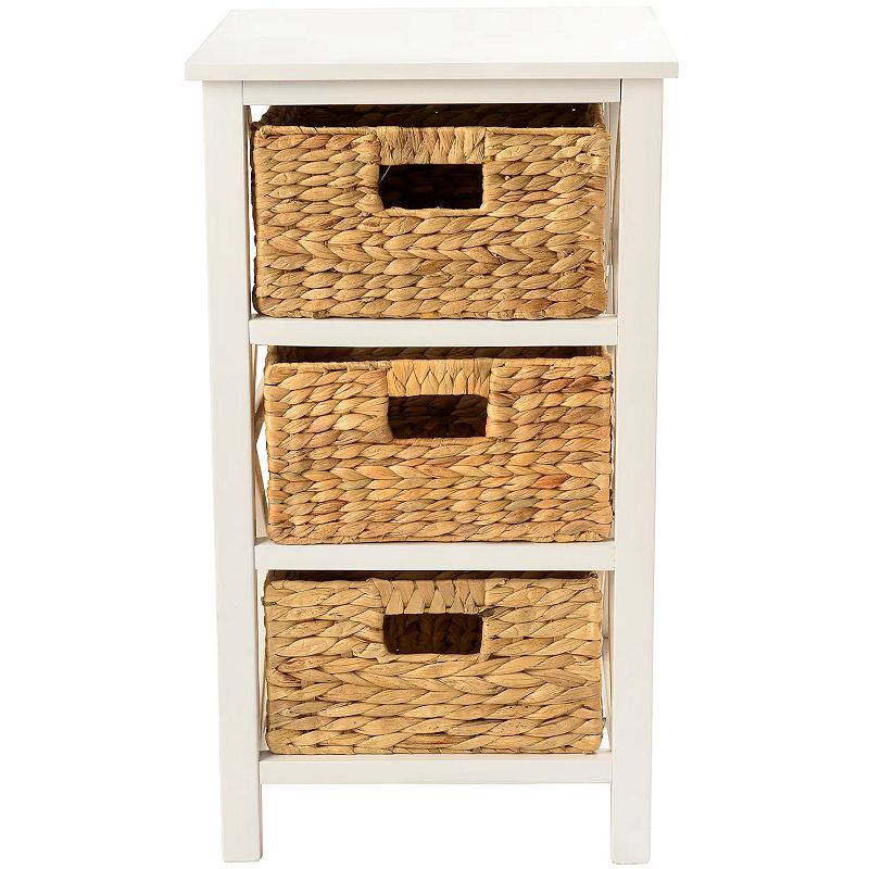 eHemco 3 Tier X-Side End Storage Cabinet with 3 Wicker Baskets