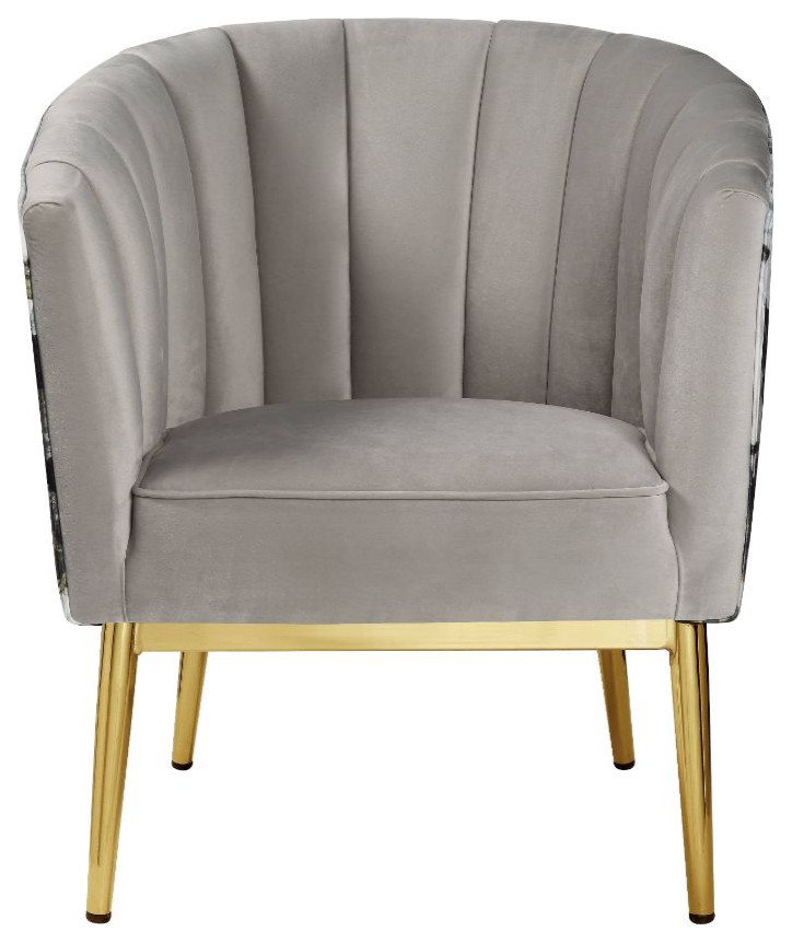 Acme Colla Accent Chair Gray Velvet and Gold   Midcentury   Armchairs And Accent Chairs   by AMOC  Houzz