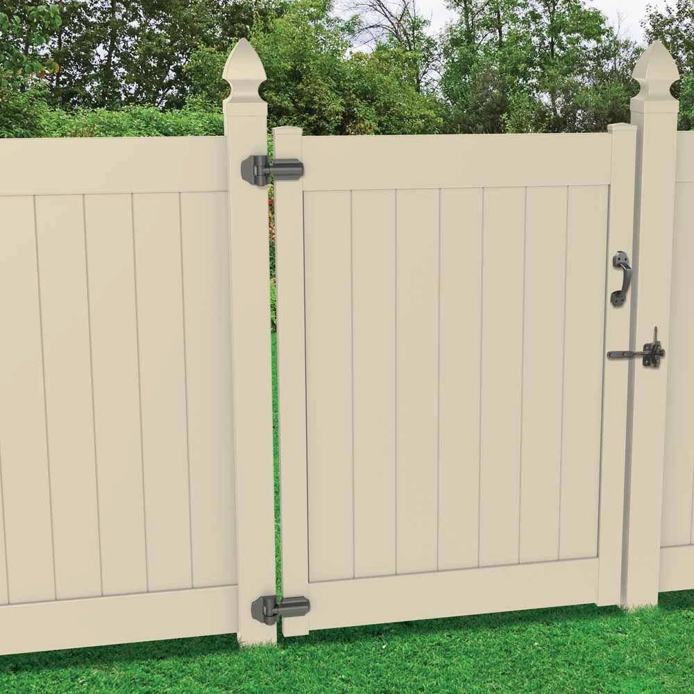 Barrette Outdoor Living Linden 5 in. x 5 in. x 9 ft. Sand Vinyl Routed Fence EndGate Post 73013805