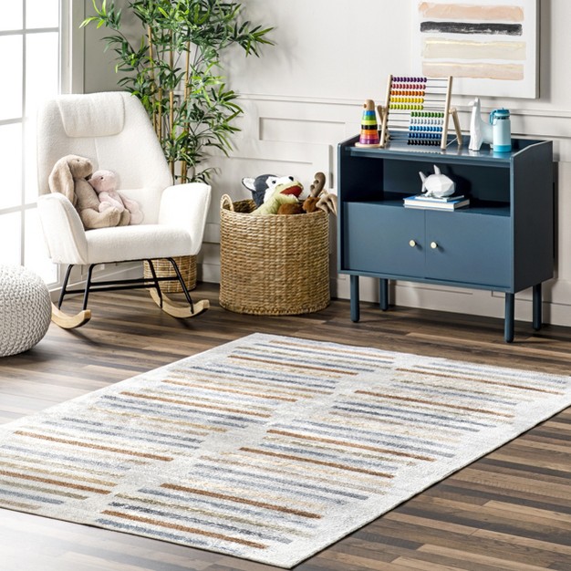 Nuloom Ros Striped Columns Machine Washable Area Rug