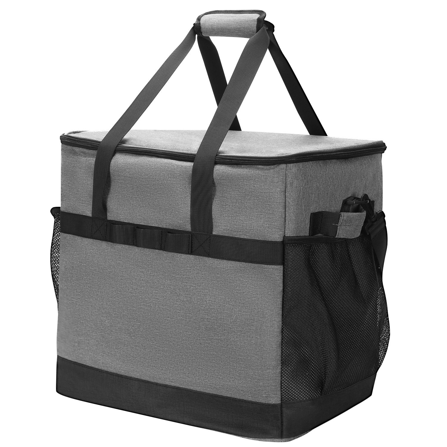 TBWYF Collapsible Soft Cooler Bag Tote - Insulated 50L Picnic Baskets Leakproof Small Cooler Box for Lunch， Beach， and Picnic - Grey