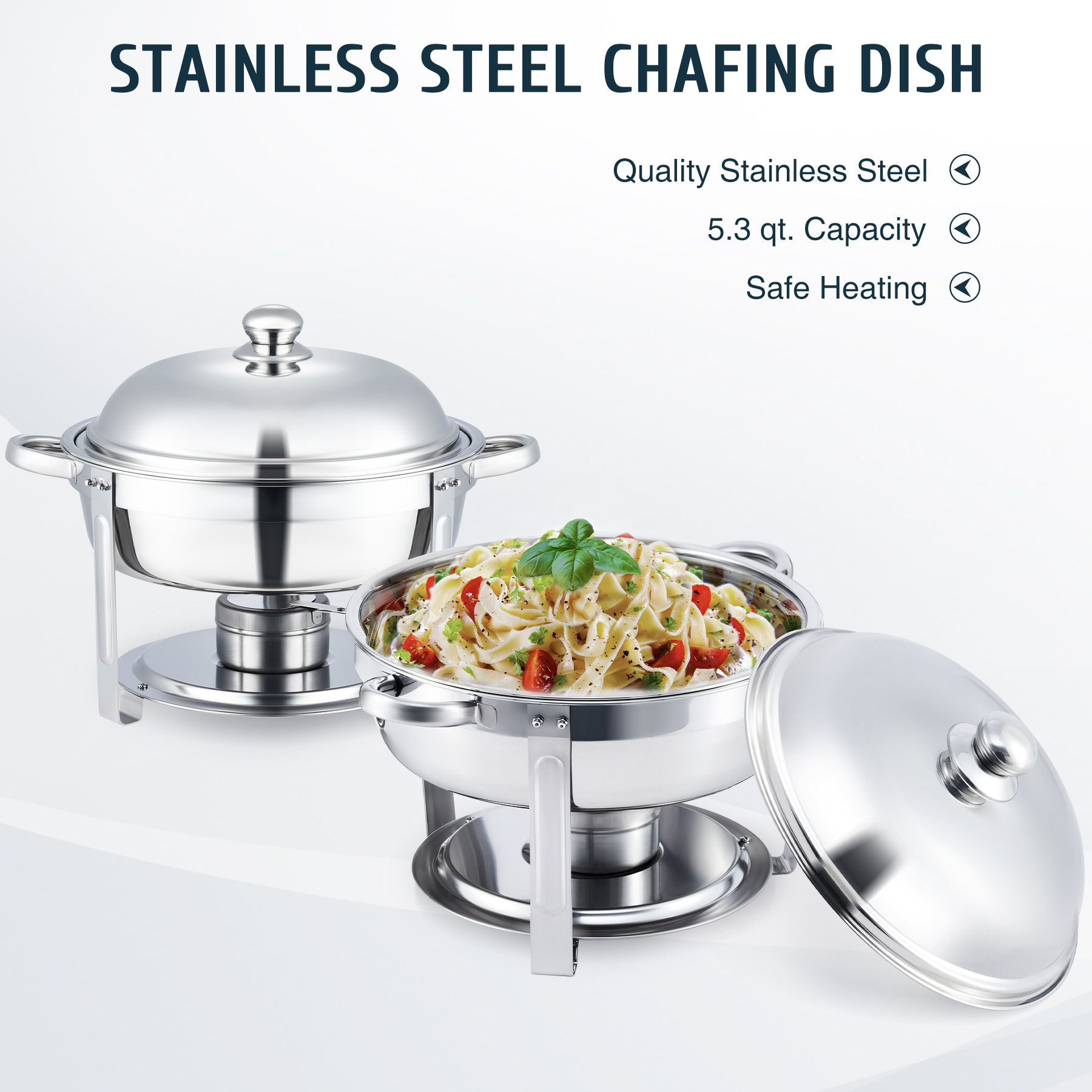 Wilprep 2 Pack Chafing Dish Buffet Set 5 qt Stainless Steel Chafers for BBQ Parties More