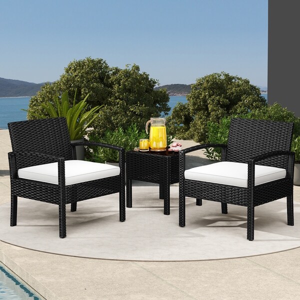 Moasis Black 3Piece Outdoor Patio Furniture Wicker Bistro Set