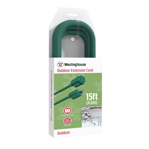 Westinghouse 28289 15 feet Outdoor Single Outlet Power Cord 3 Wire Green