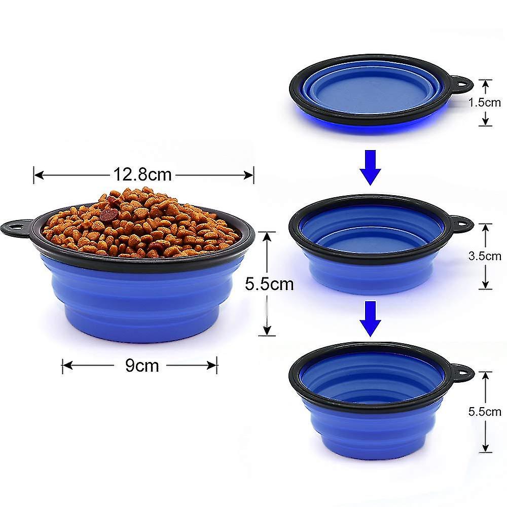 2 Pieces Portable Dog Bowl Collapsible Dog Bowl，travel Dog Bowls And Cat Bowls (350ml， And Red)