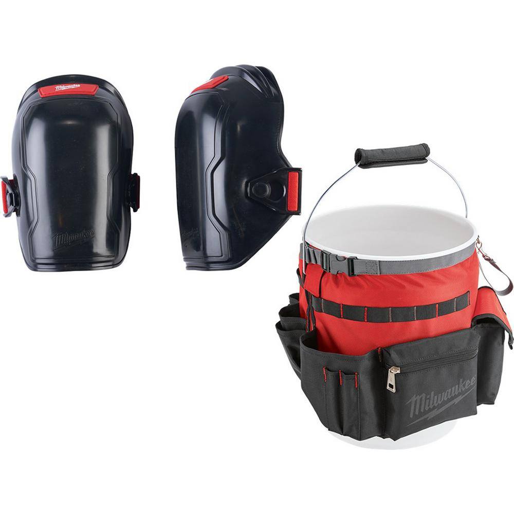 MW Flexible Knee Pads with Bucket Organizer Tool Bag 48-73-6000-48-22-8175