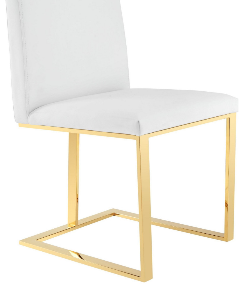 Benzara BM277335 Cid 21 quotDining Chair Stainless Steel Base  Faux Leather  White   Contemporary   Dining Chairs   by Uber Bazaar  Houzz