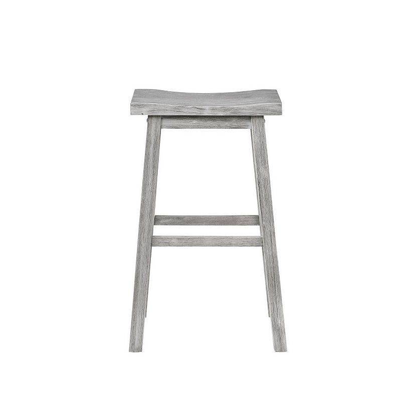 Saddle Design Wooden Barstool with Grain Details， Gray